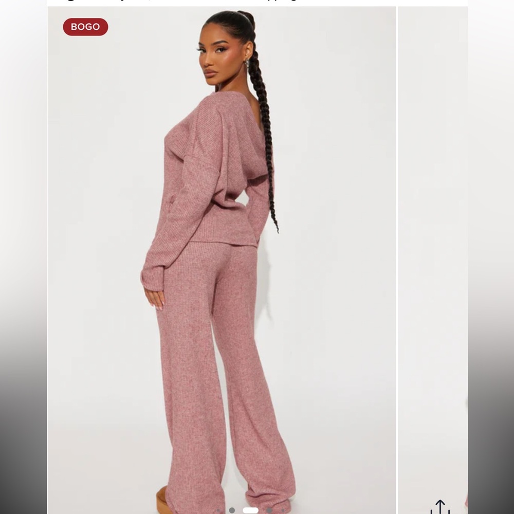 Fashion Nova Giving Cozy Pant Set in Marsala